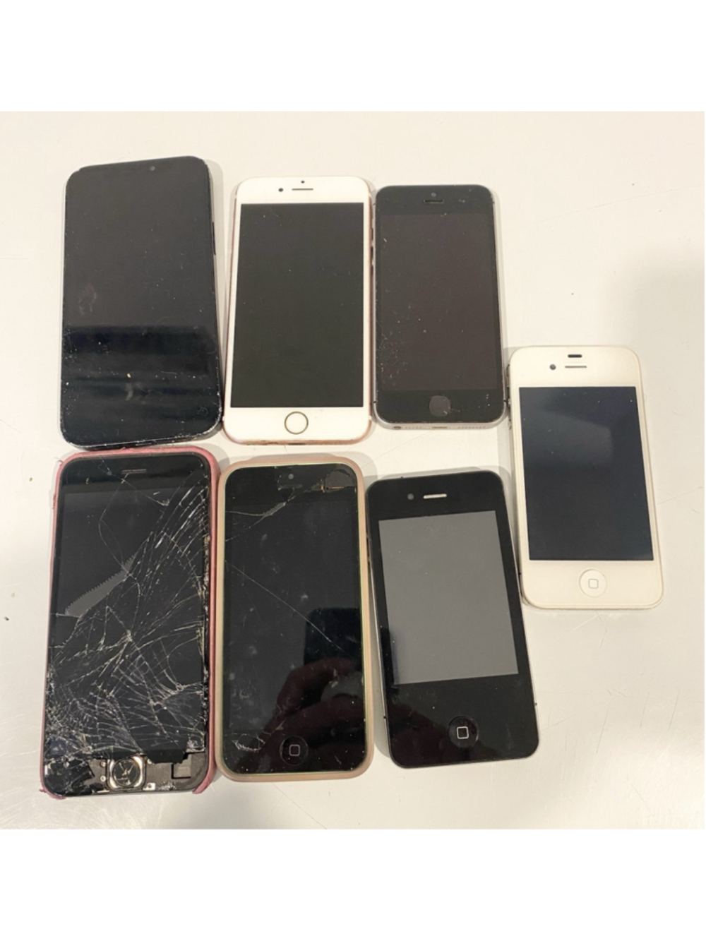 Lot of 7 Apple iPhones 6s SE 5c 4 Vintage Phones Untested Parts Repair AS IS
